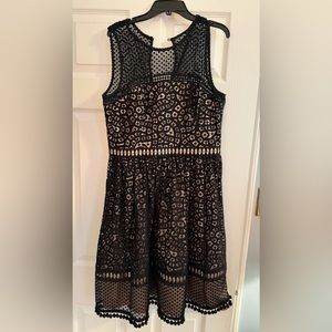 Black lace with tan evening dress size 10